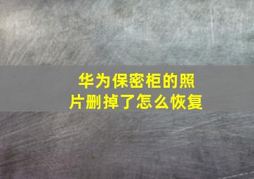 华为保密柜的照片删掉了怎么恢复