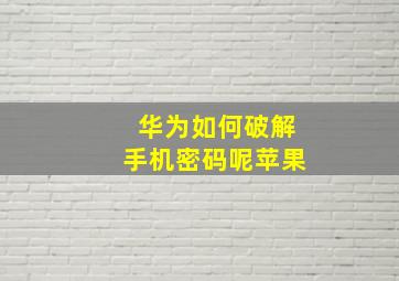 华为如何破解手机密码呢苹果