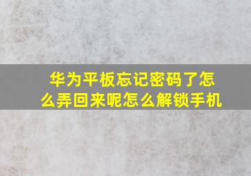 华为平板忘记密码了怎么弄回来呢怎么解锁手机