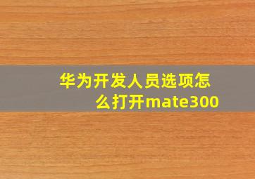 华为开发人员选项怎么打开mate300