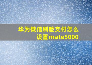 华为微信刷脸支付怎么设置mate5000