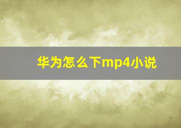 华为怎么下mp4小说