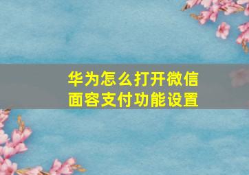 华为怎么打开微信面容支付功能设置