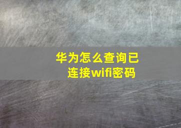 华为怎么查询已连接wifi密码