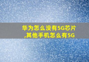 华为怎么没有5G芯片,其他手机怎么有5G