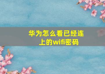 华为怎么看已经连上的wifi密码