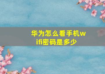 华为怎么看手机wifi密码是多少