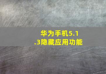 华为手机5.1.3隐藏应用功能