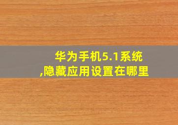 华为手机5.1系统,隐藏应用设置在哪里