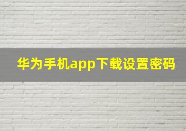 华为手机app下载设置密码