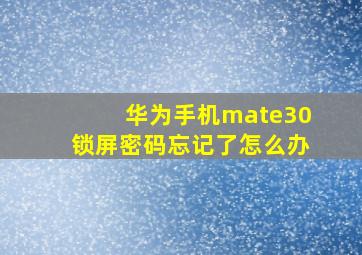 华为手机mate30锁屏密码忘记了怎么办