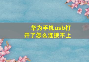 华为手机usb打开了怎么连接不上