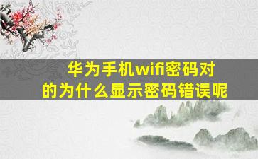 华为手机wifi密码对的为什么显示密码错误呢