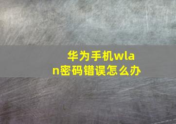 华为手机wlan密码错误怎么办