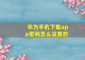 华为手机下载app密码怎么设置的