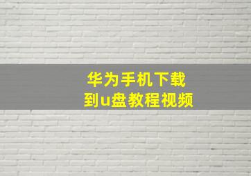 华为手机下载到u盘教程视频