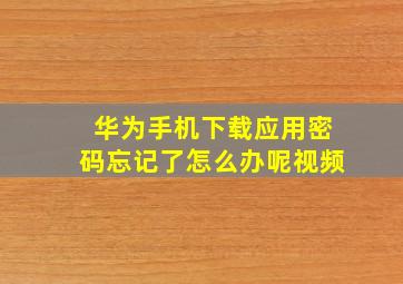 华为手机下载应用密码忘记了怎么办呢视频