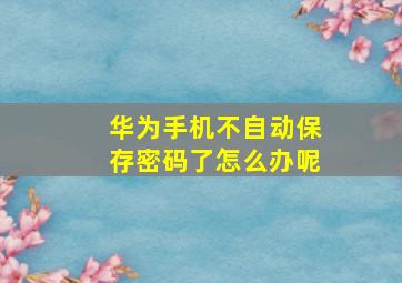 华为手机不自动保存密码了怎么办呢