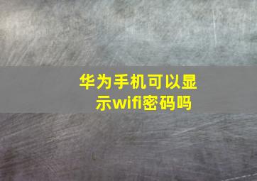 华为手机可以显示wifi密码吗