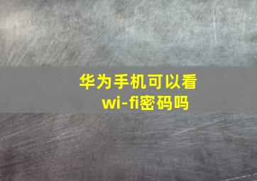 华为手机可以看wi-fi密码吗