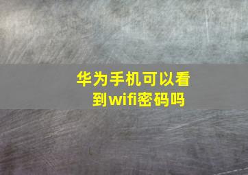 华为手机可以看到wifi密码吗