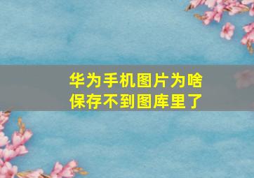 华为手机图片为啥保存不到图库里了