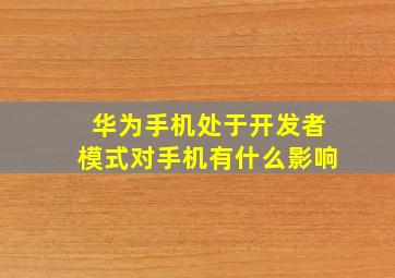 华为手机处于开发者模式对手机有什么影响