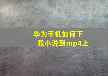 华为手机如何下载小说到mp4上