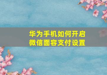 华为手机如何开启微信面容支付设置