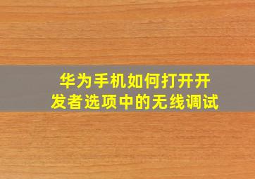 华为手机如何打开开发者选项中的无线调试