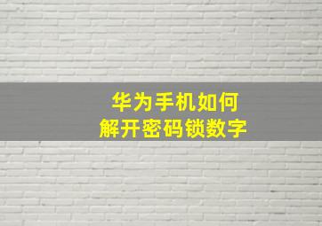 华为手机如何解开密码锁数字