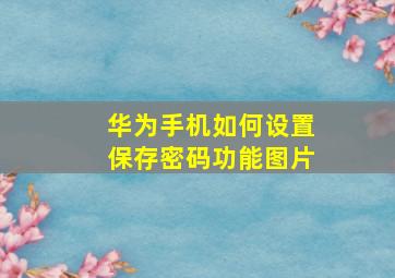 华为手机如何设置保存密码功能图片