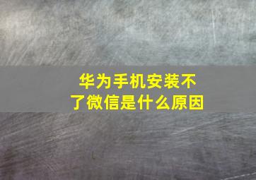 华为手机安装不了微信是什么原因