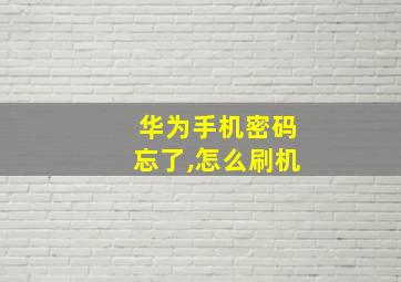 华为手机密码忘了,怎么刷机