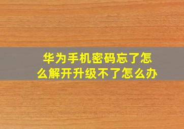 华为手机密码忘了怎么解开升级不了怎么办