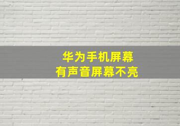 华为手机屏幕有声音屏幕不亮