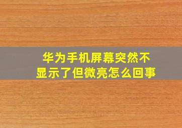 华为手机屏幕突然不显示了但微亮怎么回事