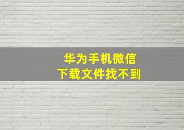 华为手机微信下载文件找不到