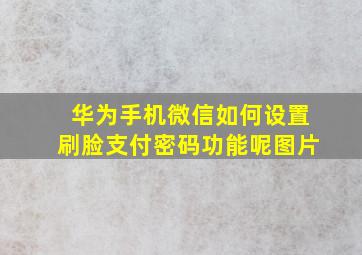 华为手机微信如何设置刷脸支付密码功能呢图片