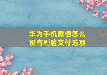 华为手机微信怎么没有刷脸支付选项