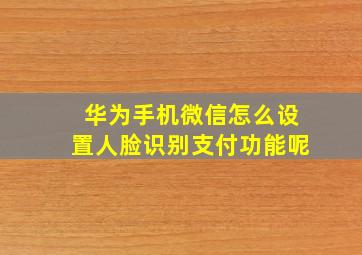 华为手机微信怎么设置人脸识别支付功能呢