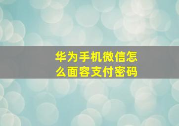 华为手机微信怎么面容支付密码