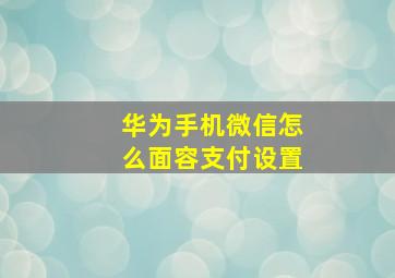 华为手机微信怎么面容支付设置