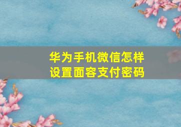 华为手机微信怎样设置面容支付密码