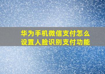 华为手机微信支付怎么设置人脸识别支付功能