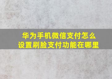 华为手机微信支付怎么设置刷脸支付功能在哪里