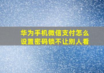 华为手机微信支付怎么设置密码锁不让别人看