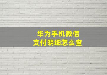 华为手机微信支付明细怎么查