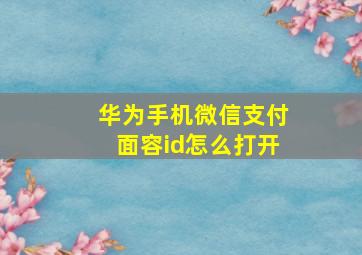 华为手机微信支付面容id怎么打开