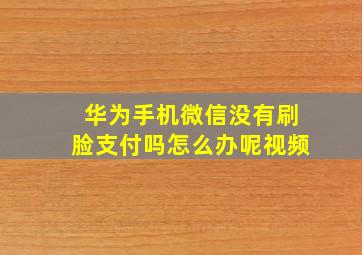 华为手机微信没有刷脸支付吗怎么办呢视频